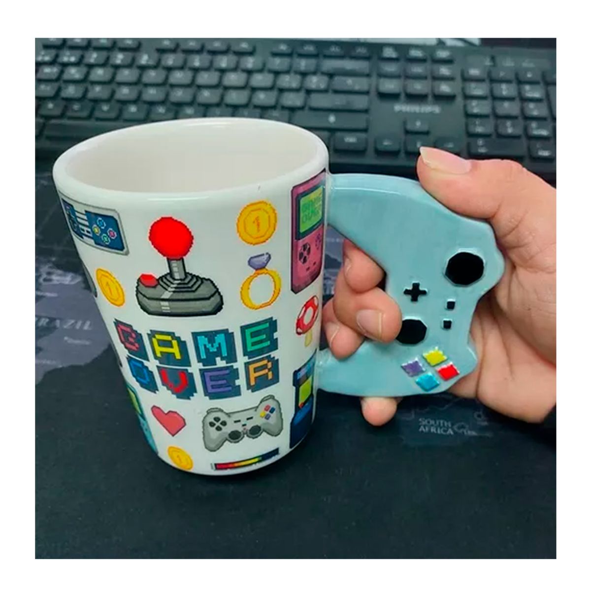GENERICO - Taza Joystick Xbox Gris Game Over Ceramica