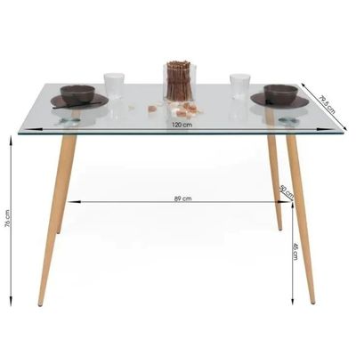 Imagen 2 del producto Mesa de vidrio Prince 120cm con patas Simil de Madera