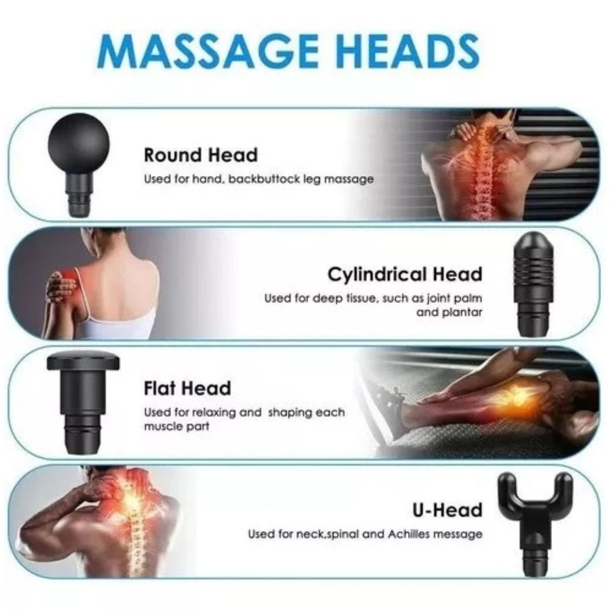 GENERICO - Pistola Masaje Muscular 4 Accesorios