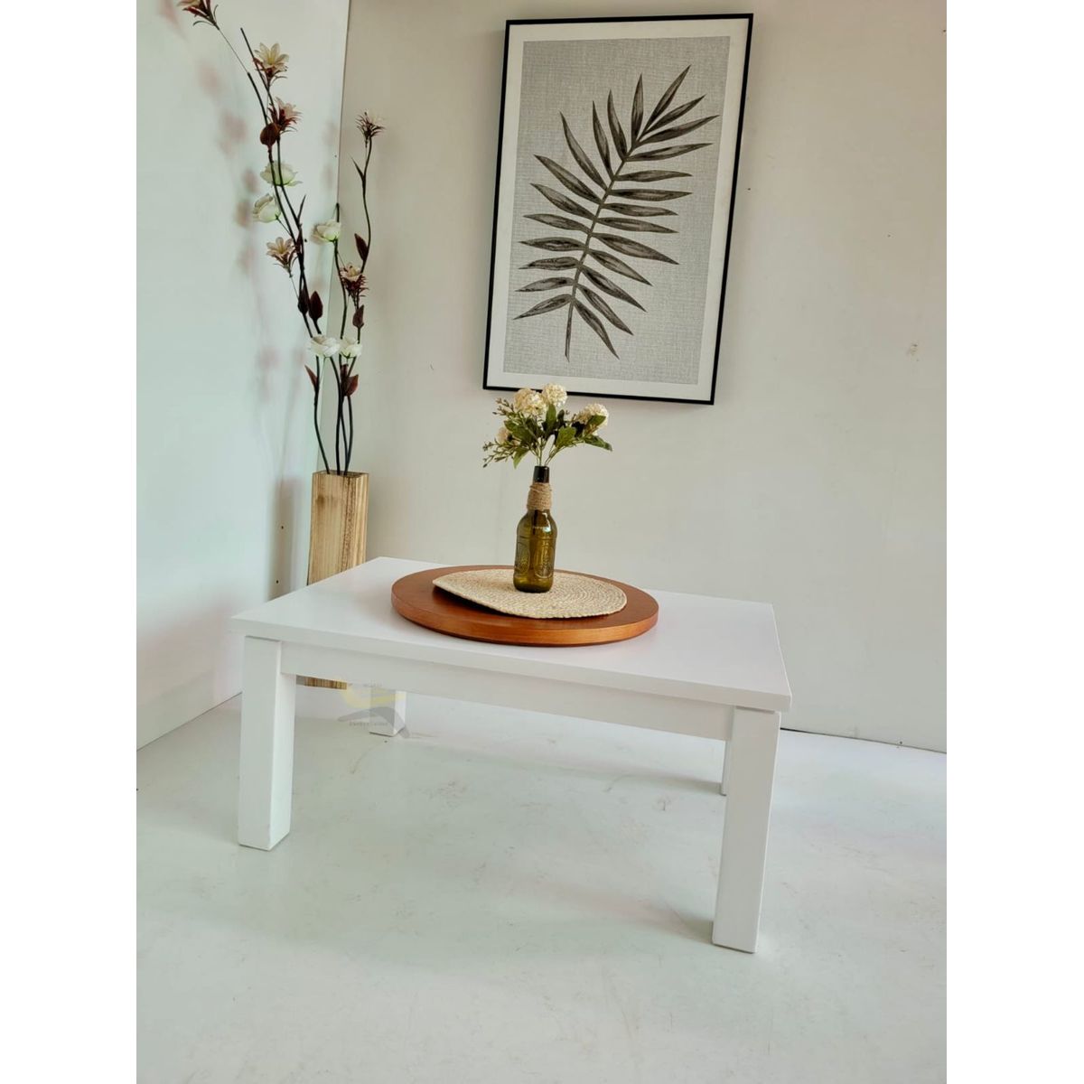 GENERICO - Mesa de centro blanca rectangular