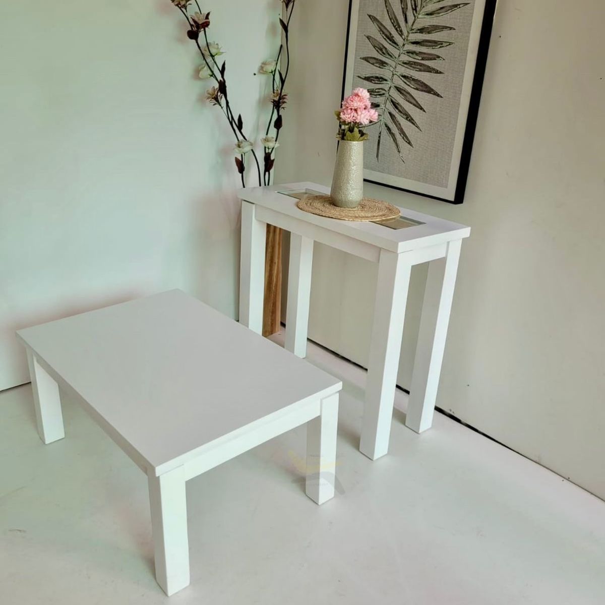 GENERICO - Mesa de centro blanca rectangular