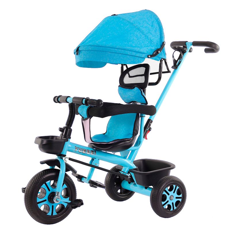 GENERICO - triciclo metalico infantil con techo y baston guia