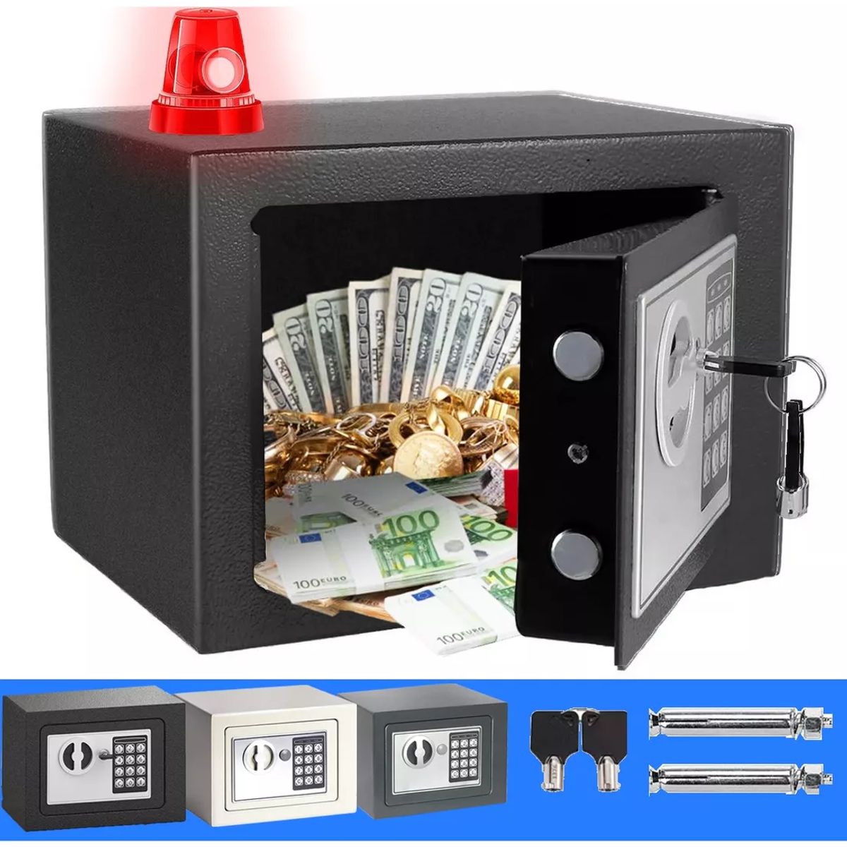 BLUEDREAMER - Caja Fuerte Electrónica De Seguridad Codigo Digital Y Llave