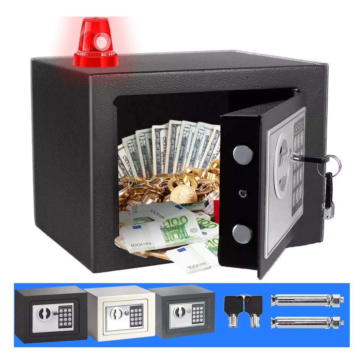 BLUEDREAMER - Caja Fuerte Electrónica De Seguridad Codigo Digital Y Llave