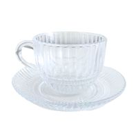 Set de 6 Tazas de Vidrio 240ml con Platillos - Marca Deli Glass