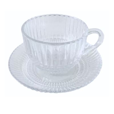 Imagen 2 del producto Set de 6 Tazas de Vidrio 240ml con Platillos - Marca Deli Glass