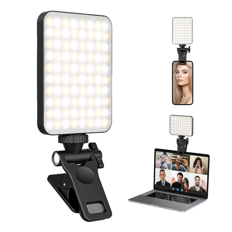 KUANGYE - Luz De Videocámara Lámpara Con Clip Para Teléfono Móvil