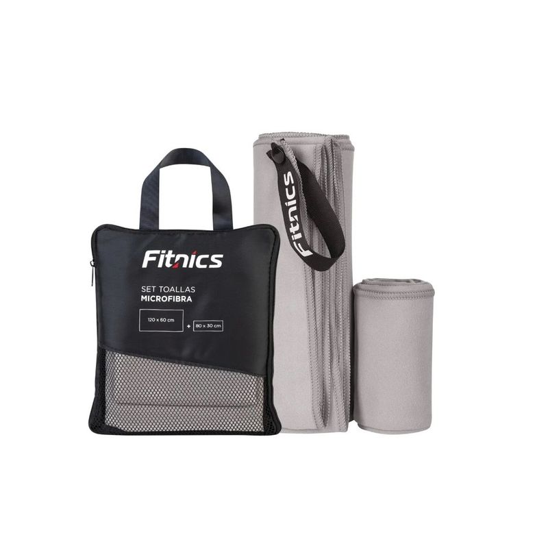 GENERICO - Toalla Microfibra Fitnics Set De 2 (120x60 +80x30) + Gris