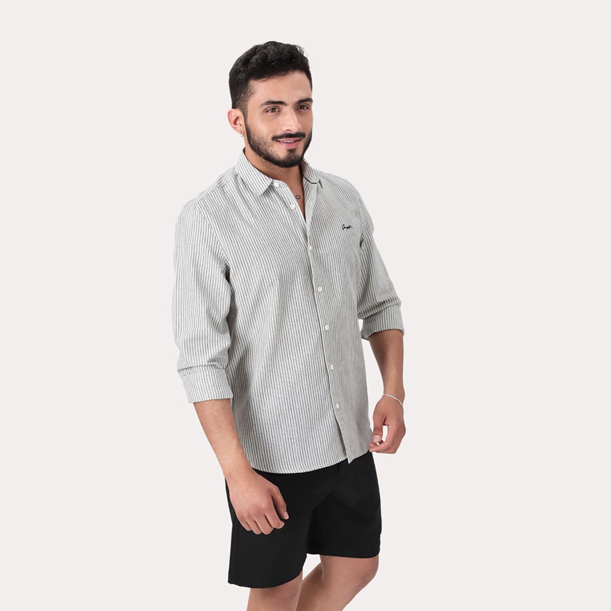 GANGSTER - Camisas ML Fake Linho Araru Blanco Gangster