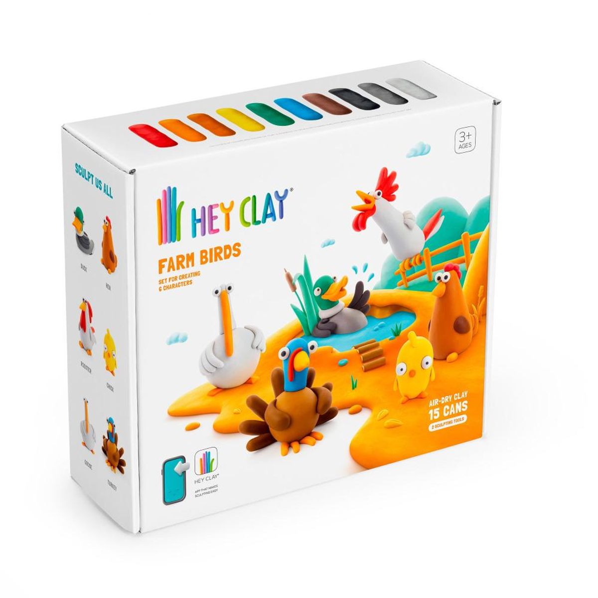 HEY CLAY - Aves de la Granja: 15 Potes Hey Clay