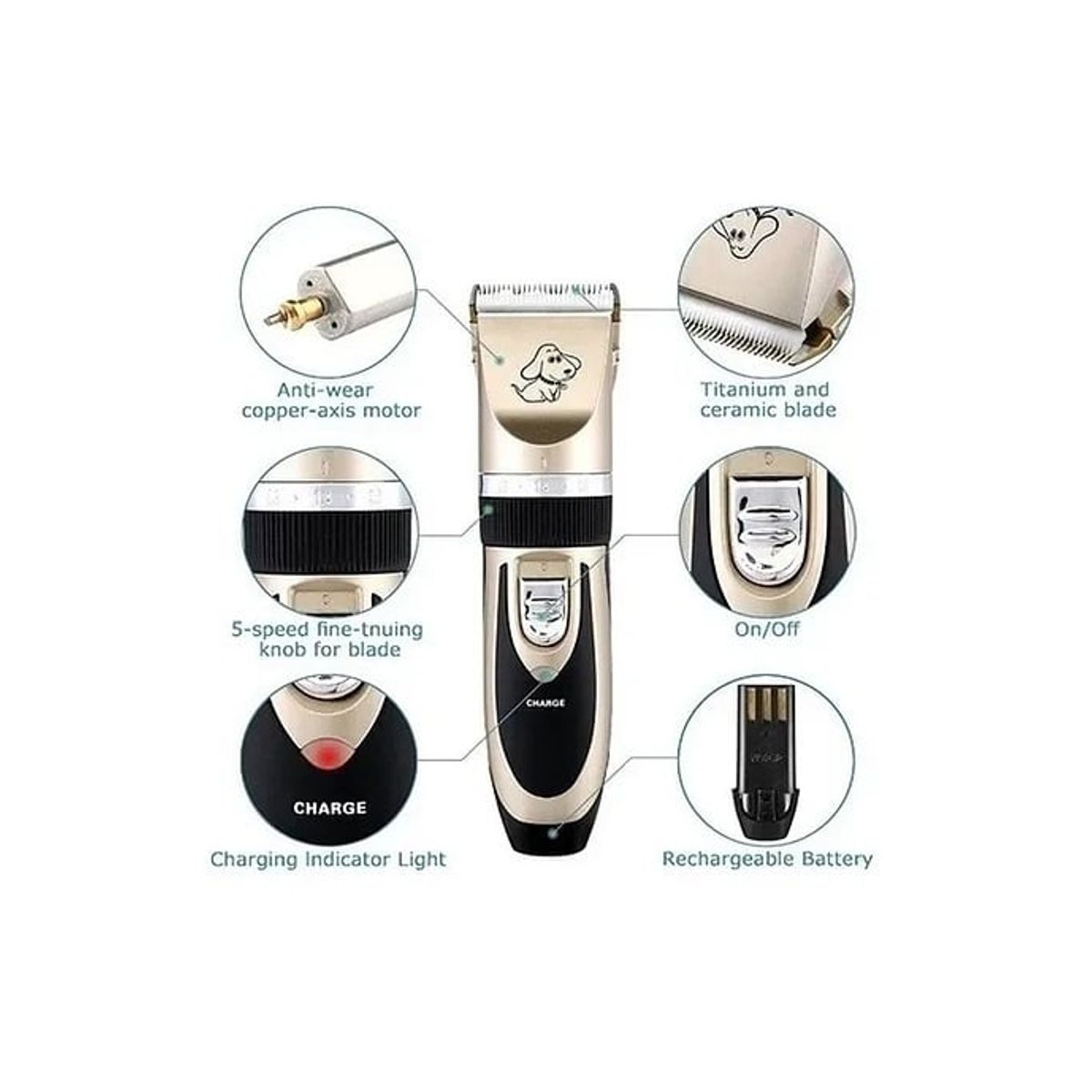 GENERICO - Maquina Cortar Pelo Mascotas Perro Inalámbrica Usb Accesorio