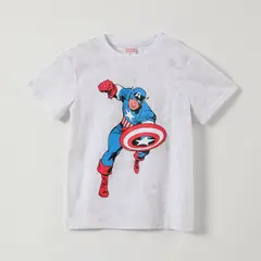MARVEL - Polera Manga Corta Niño Capitan America Blanco