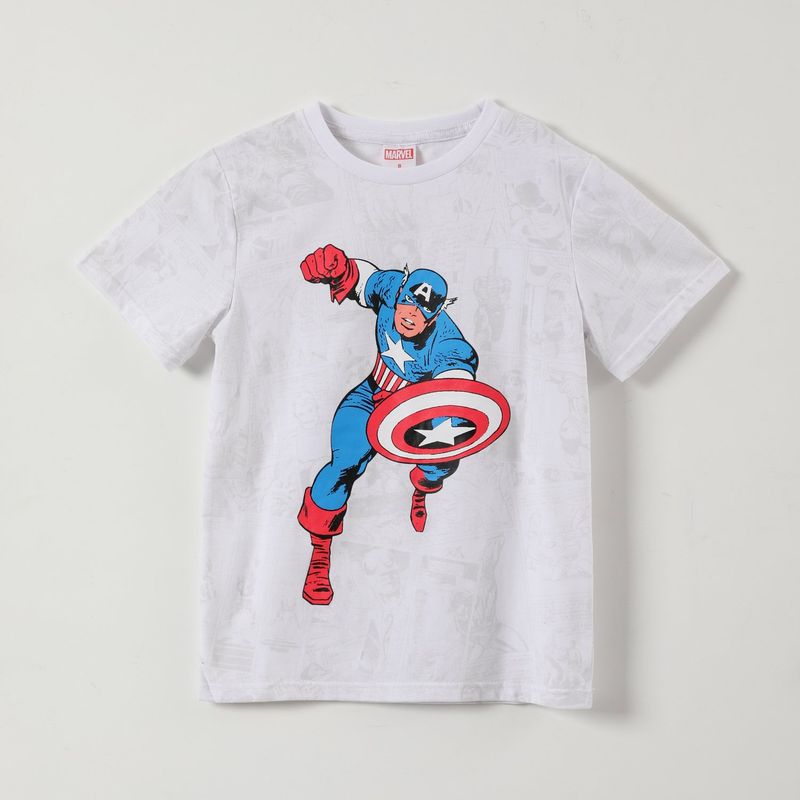 MARVEL - Polera Manga Corta Niño Capitan America Blanco Marvel