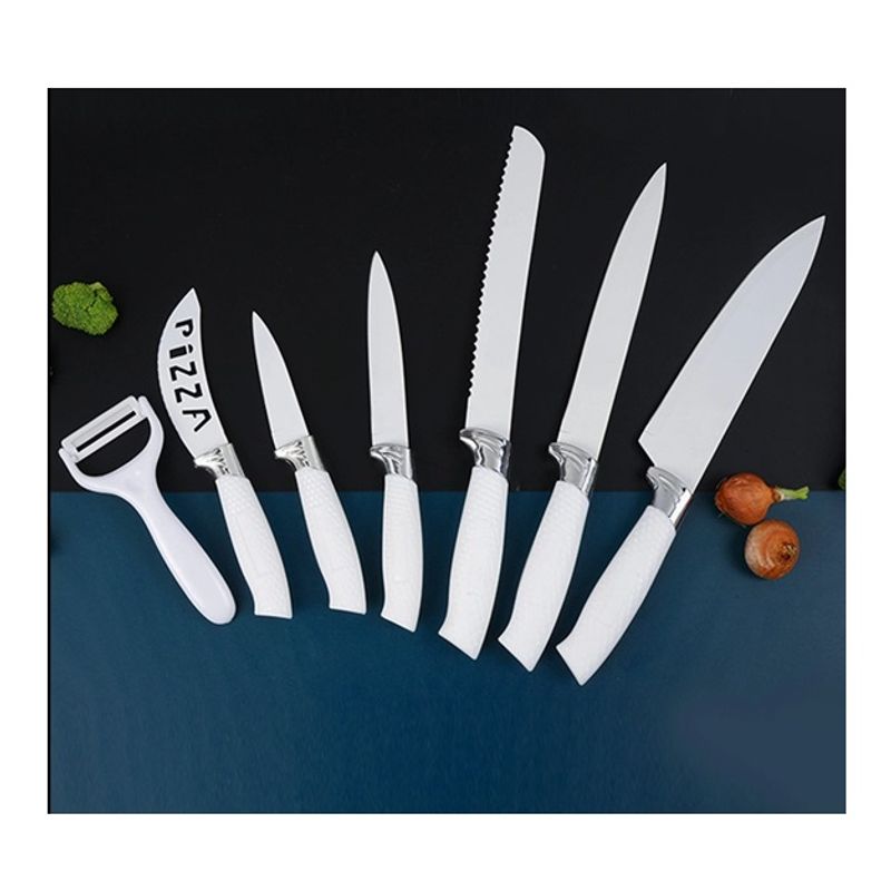 GENERICO - Set Cuchillos 7 Piezas Acero Inoxidable Incluye Pelador