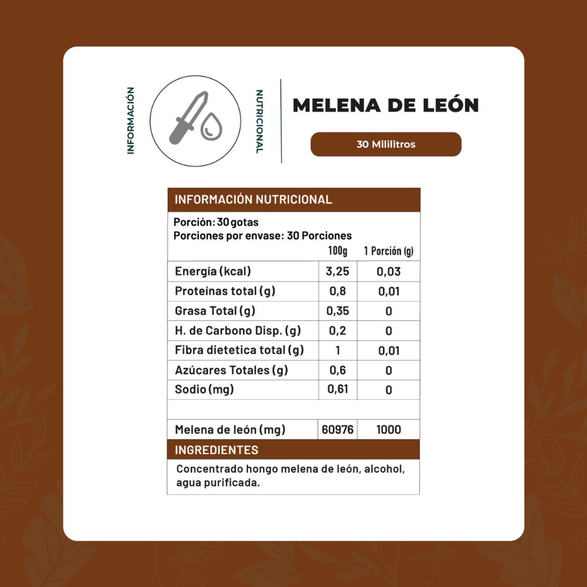 KARUNLIFE - Concentrado Melena De Leon Hongo Premium 30ml - Karun Life