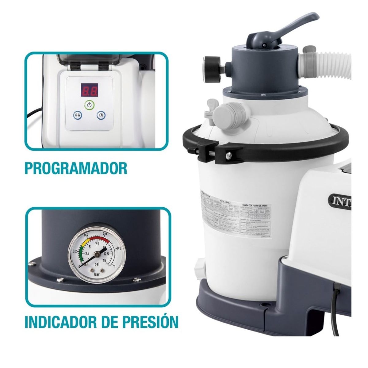 INTEX - Filtro de Arena para Piscina INTEX 7.900 Litros/Hora 0.3HP SX2100