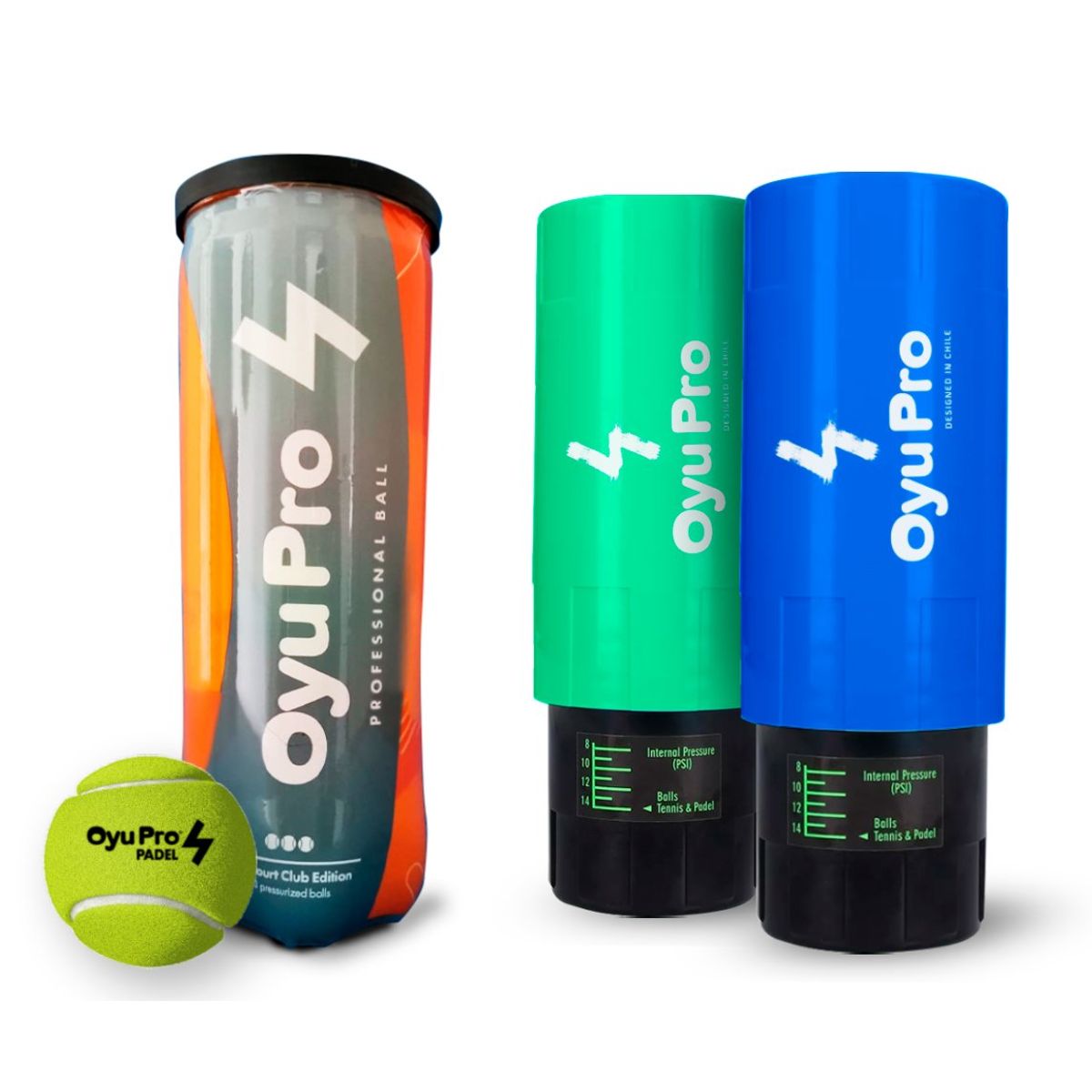 OYU PRO - 2 Presurizadores y 1 tarro de Pelotas