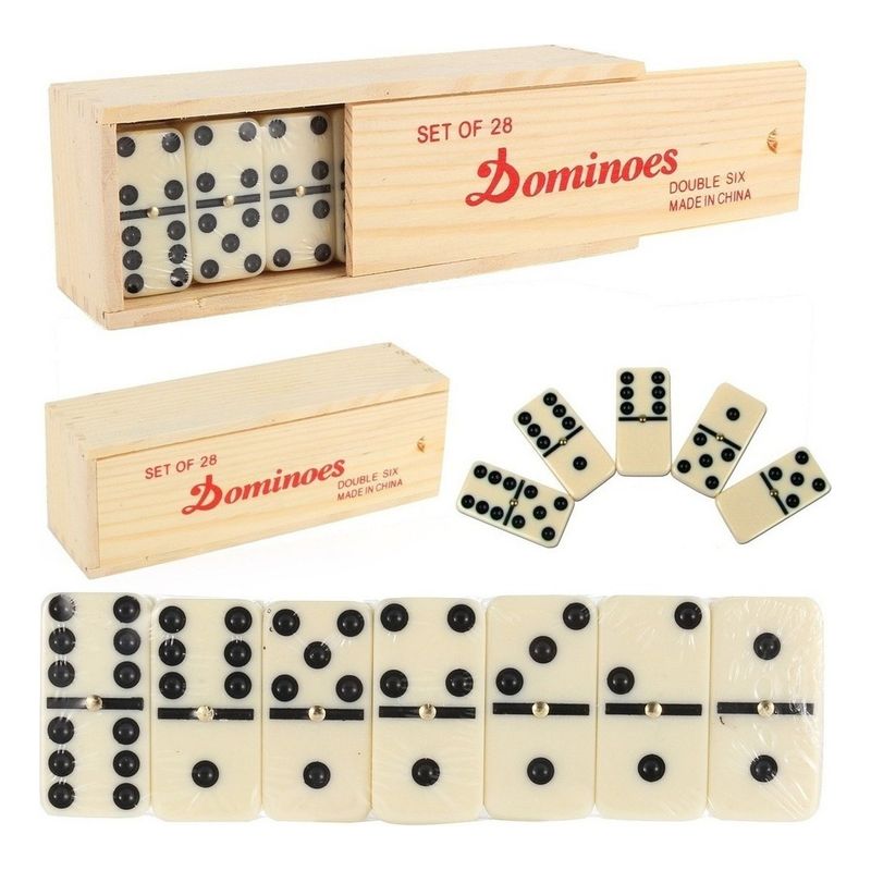 1724 - Domino Caja Peque De Madera Tamaño Piezas 47x24x08 Cms