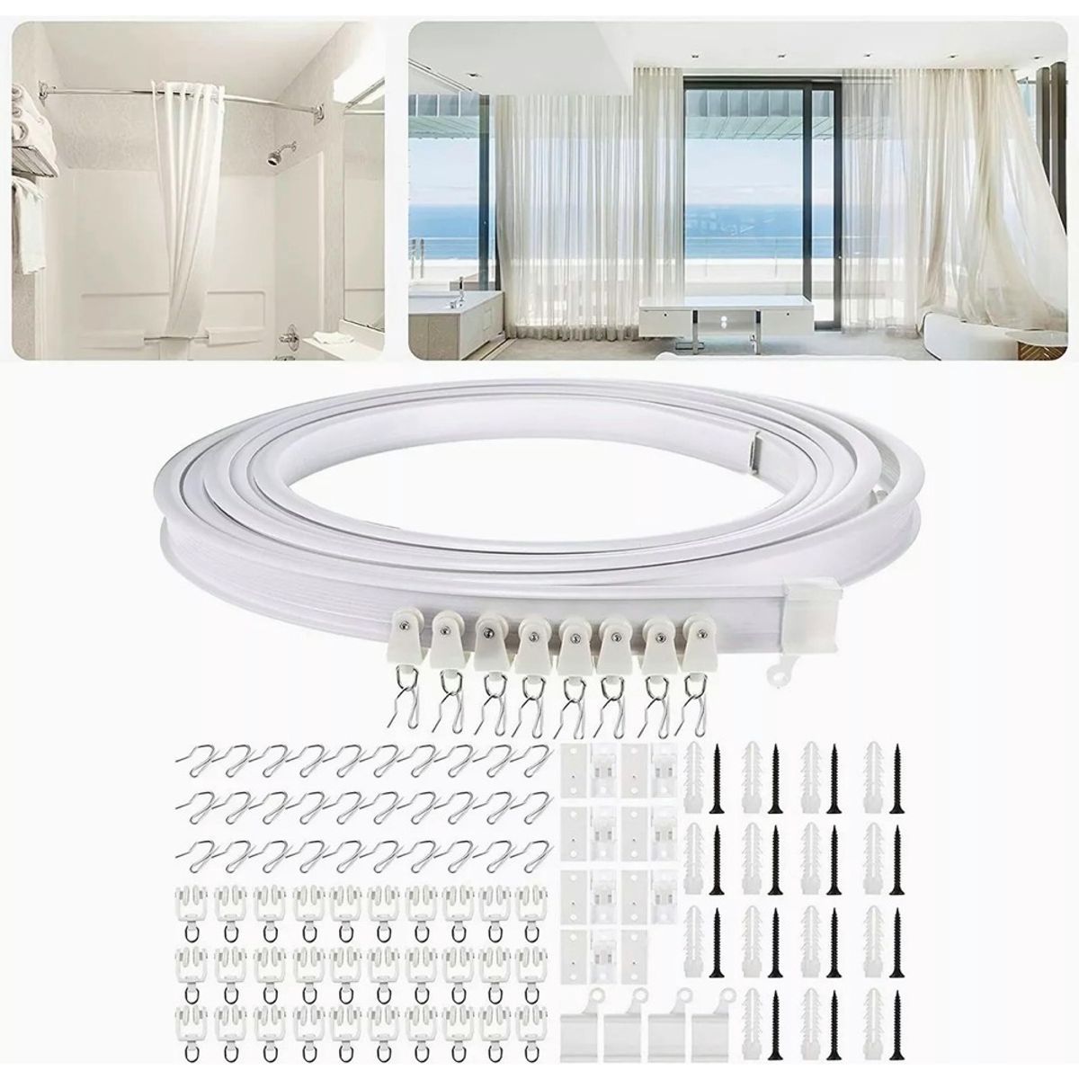 U BUY - 5m Riel De Cortina Ventanas De Techo Flexible Montaje Curvo