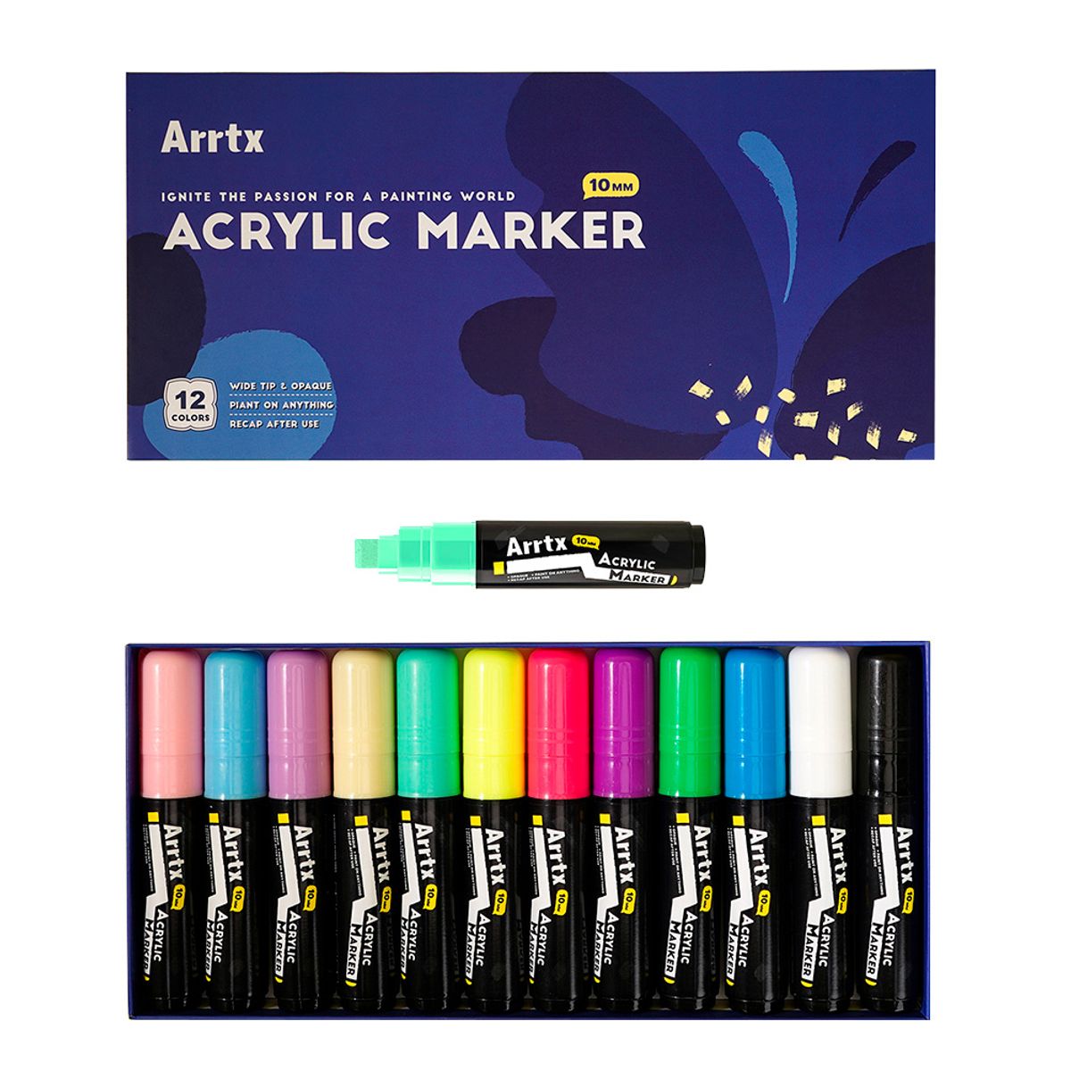 ARRTX - ARRTX 12 MARCADORES ACRÍLICOS JUMBO (PUNTAS ANCHAS DE 10 MM)