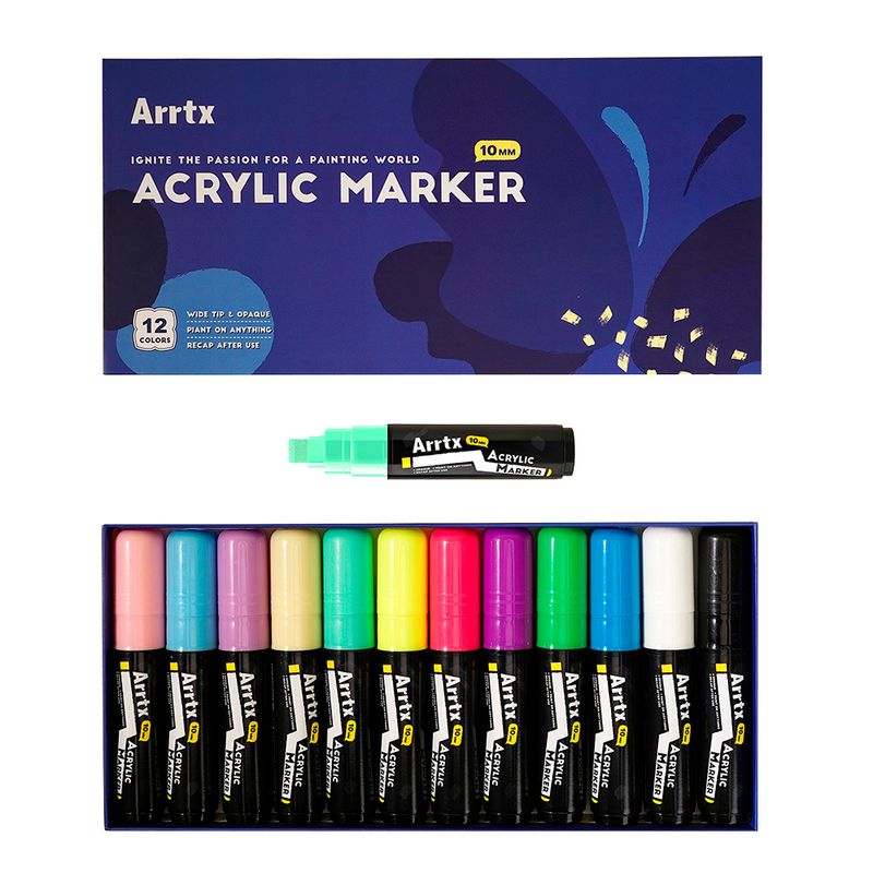 ARRTX - ARRTX 12 MARCADORES ACRÍLICOS JUMBO (PUNTAS ANCHAS DE 10 MM)