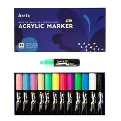 ARRTX - 12 MARCADORES ACRÍLICOS JUMBO (PUNTAS ANCHAS DE 10 MM)