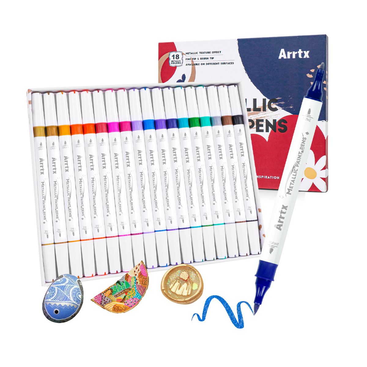 ARRTX - ARRTX 18 MARCADORES METÁLICOS DOBLE PUNTA PINCEL & FINA