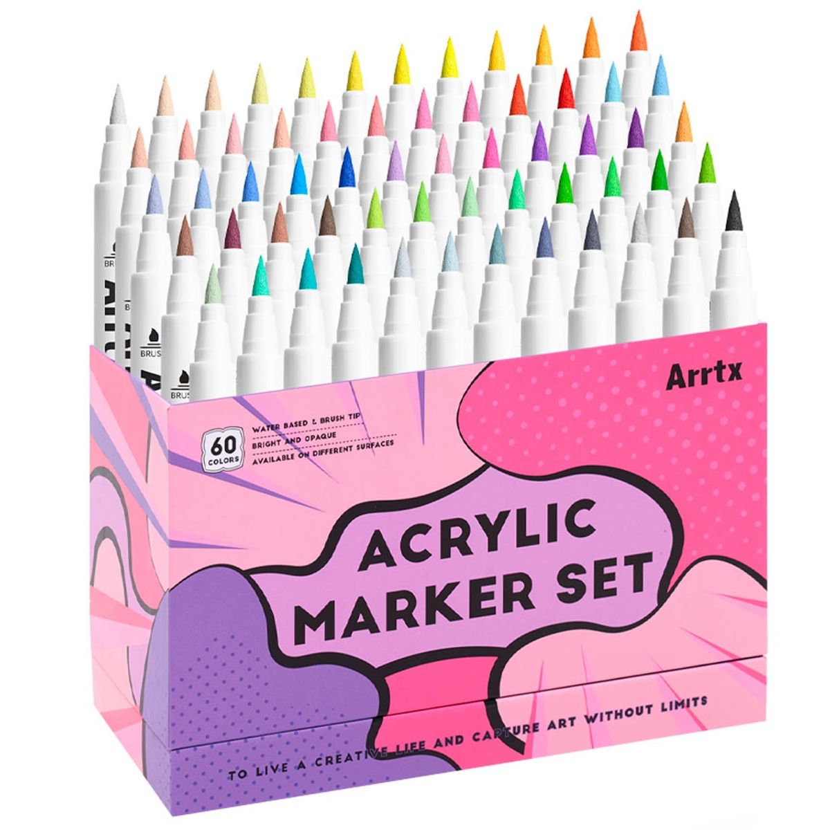 ARRTX - ARRTX MARCADORES DE ACRÍLICO 60 COLORES PUNTA PINCEL