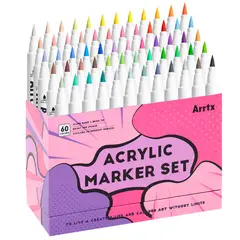 ARRTX - MARCADORES DE ACRÍLICO 60 COLORES PUNTA PINCEL