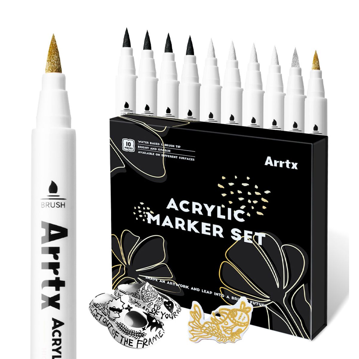 ARRTX - ARRTX 10 MARCADORES DE PINTURA ACRÍLICA PUNTA DE PINCEL