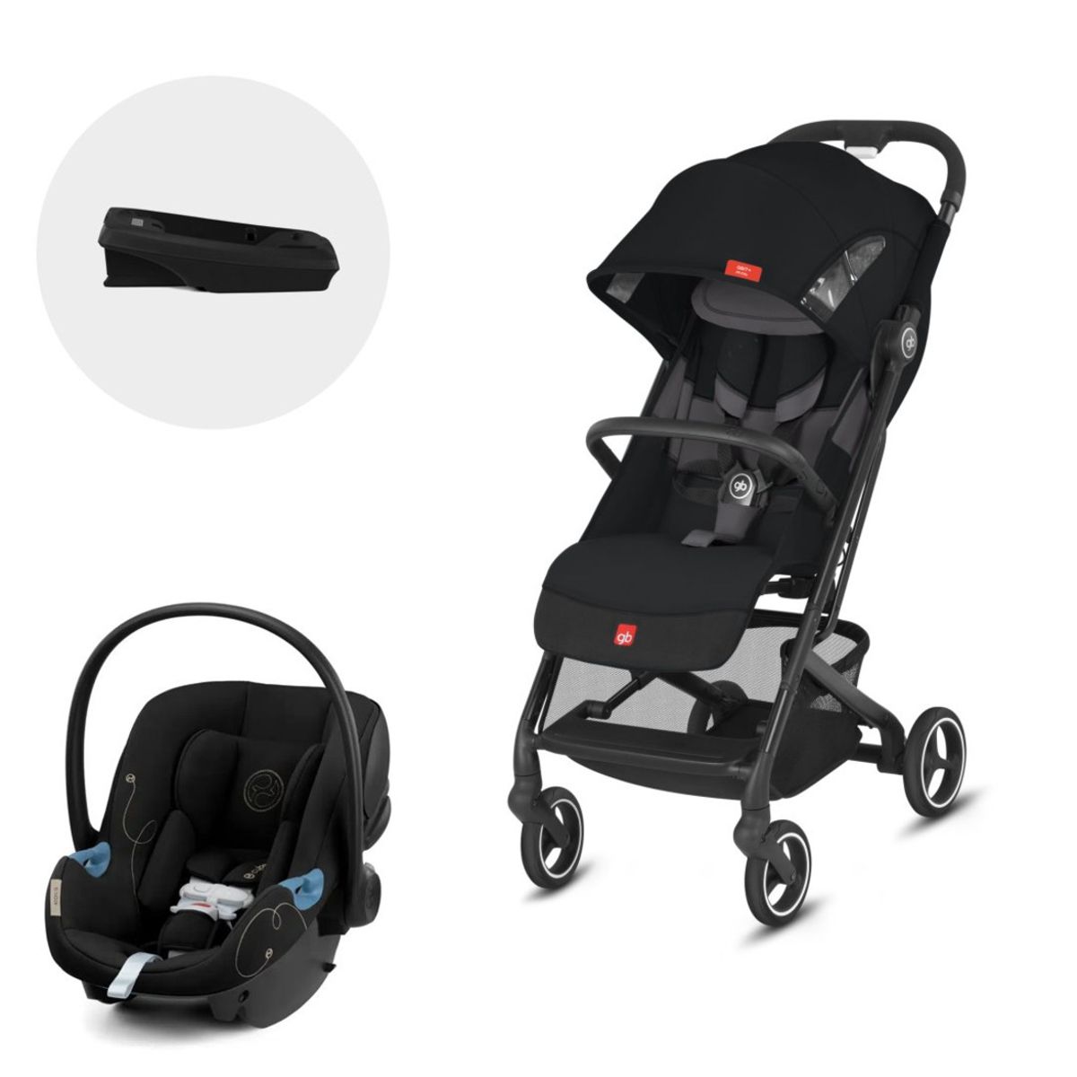 GB - Coche Travel System Qbit Plus AC Black + Aton G + Base GB