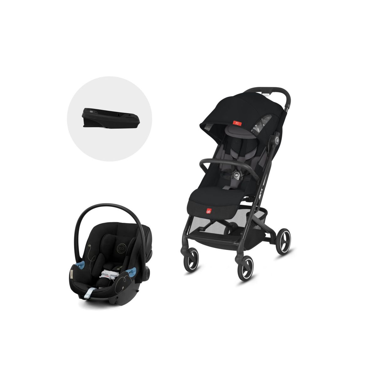 GB - Coche Travel System Qbit Plus AC Black + Aton G + Base GB