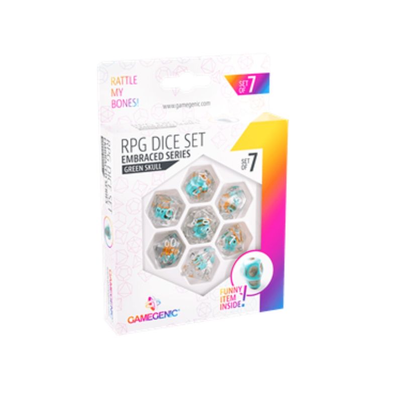 GAMEGENIC - Set 7 Dados Rol Embraced Green Skull