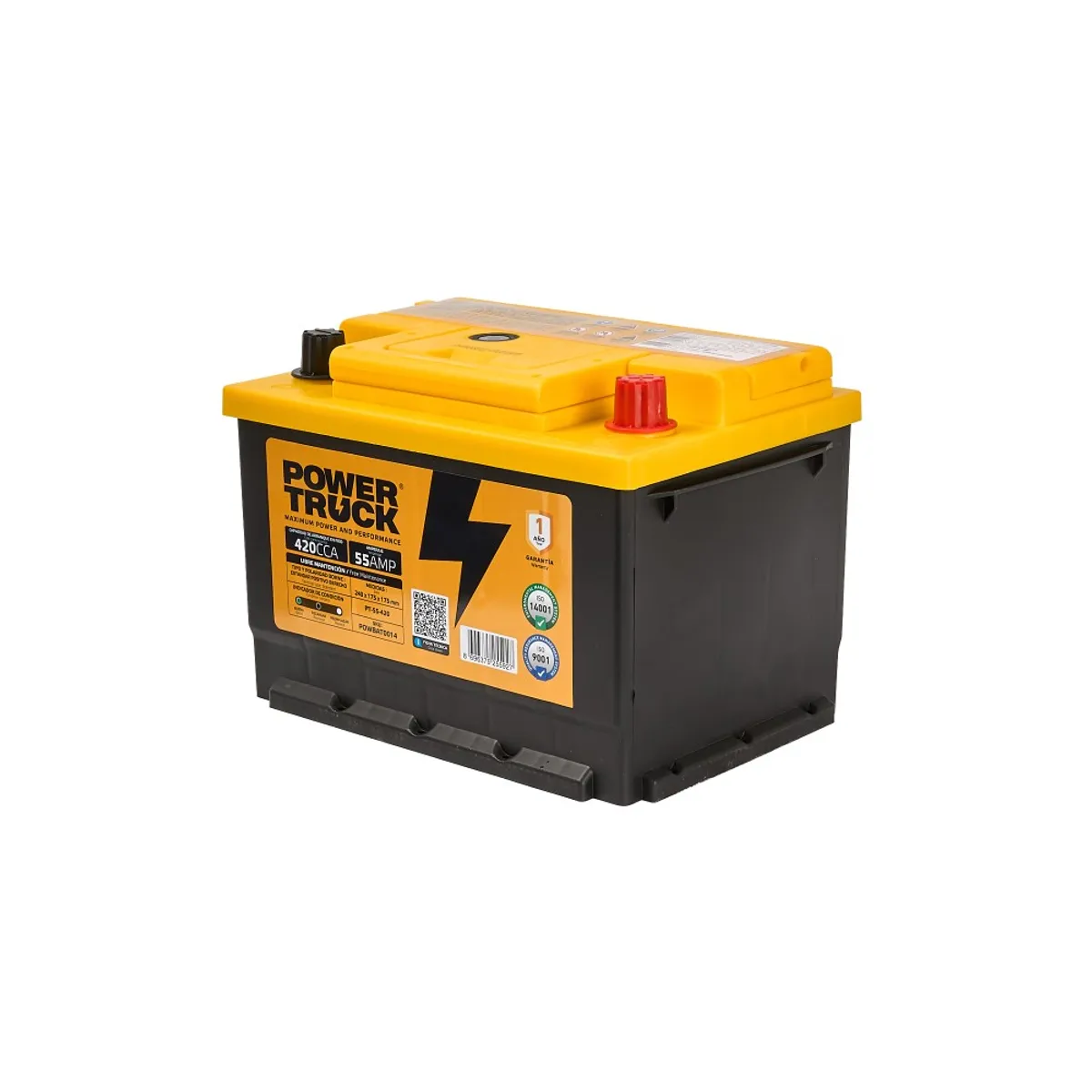 POWER TRUCK - BATERIA 55 AMP 420 CCA BORNE ESTANDAR