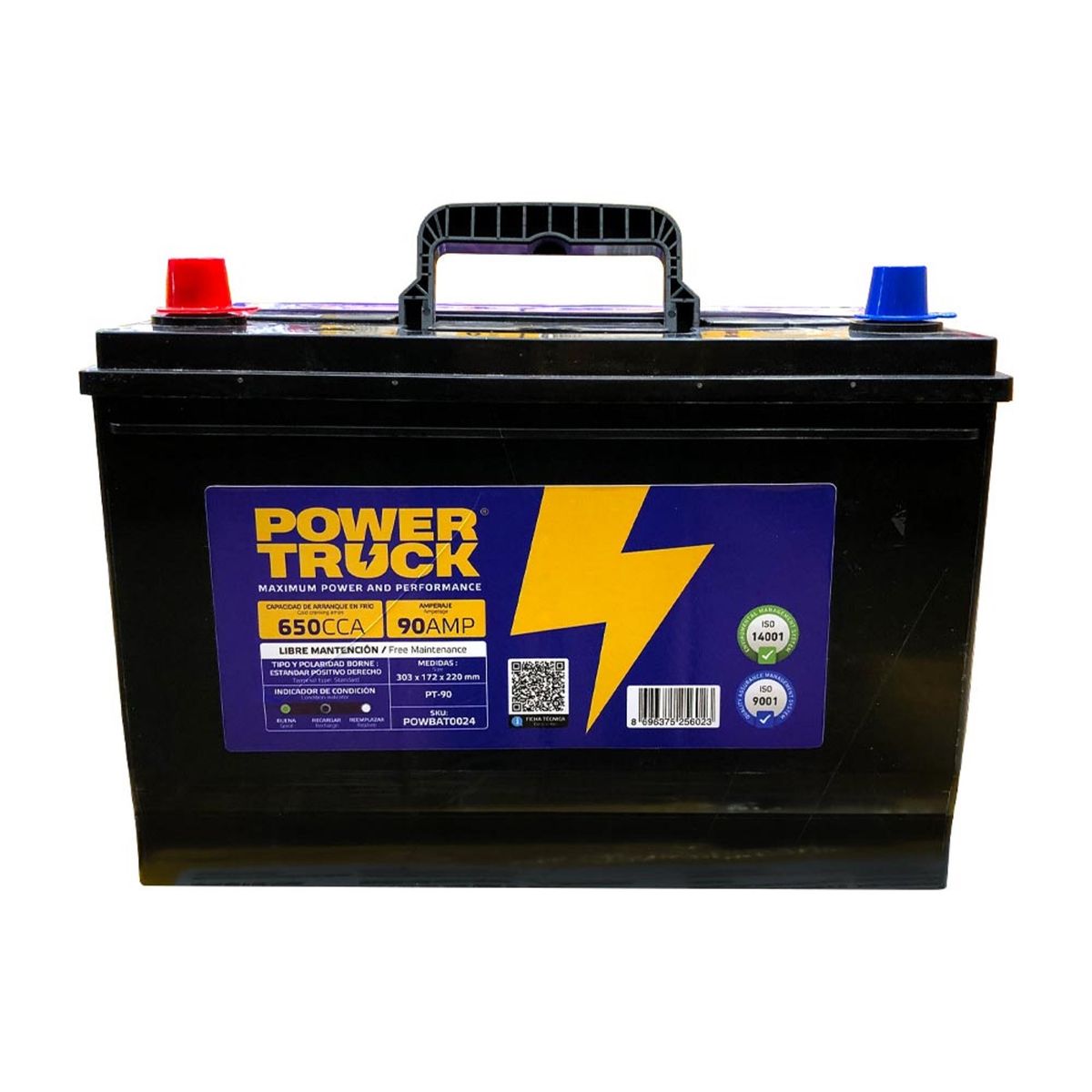 POWER TRUCK - BATERIA 90 AMP 650 CCA BORNE ESTANDAR