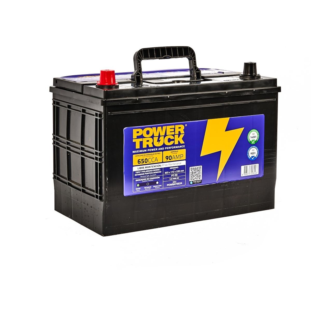 POWER TRUCK - BATERIA 90 AMP 650 CCA BORNE ESTANDAR