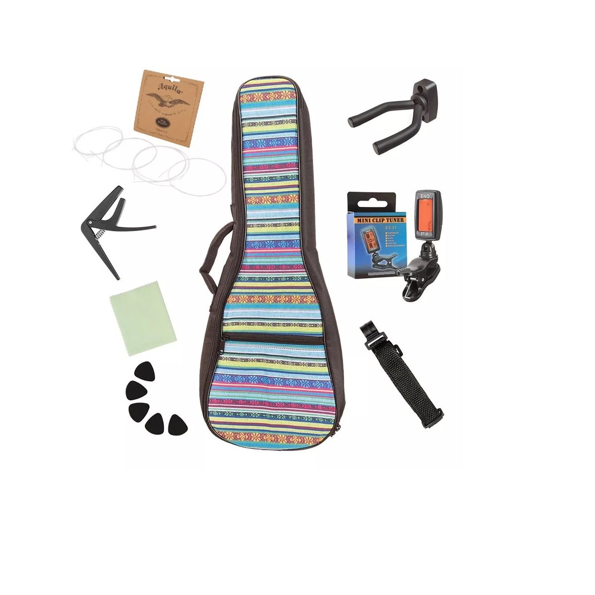GENERICO - Ukelele Soprano Ukulele Acustico Epic 21 Funda + Accesorios