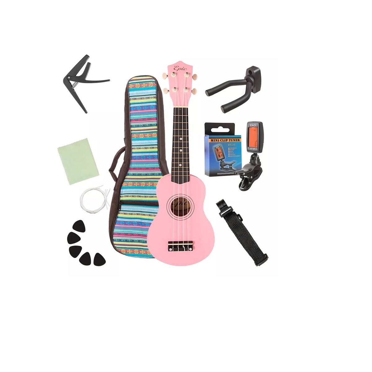 GENERICO - Ukelele Soprano Ukulele Acustico Epic 21 Funda + Accesorios