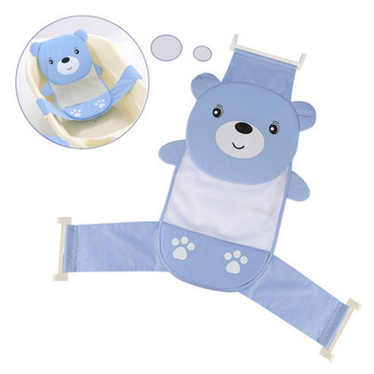 GENERICO - Malla Bañera Hamaca Tina Bebé Diseño Osito Color Celeste