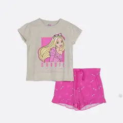 BARBIE - Pijama Corto Niña Coqueta Gris