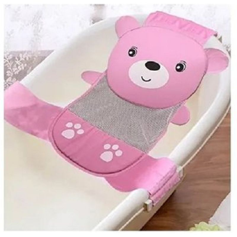 GENERICO - Malla Red Hamaca Bañera Tina Bebé Diseño Osito Color Rosado