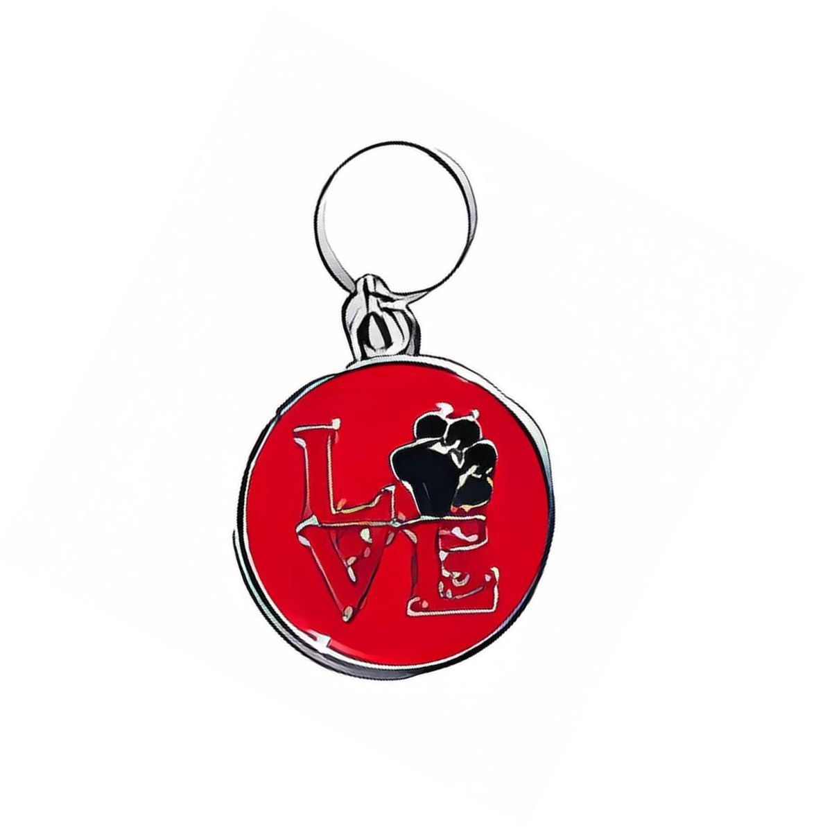 BUEN AMIGO - Medalla de Identificación para mascotas Diseño LOVE - Rojo