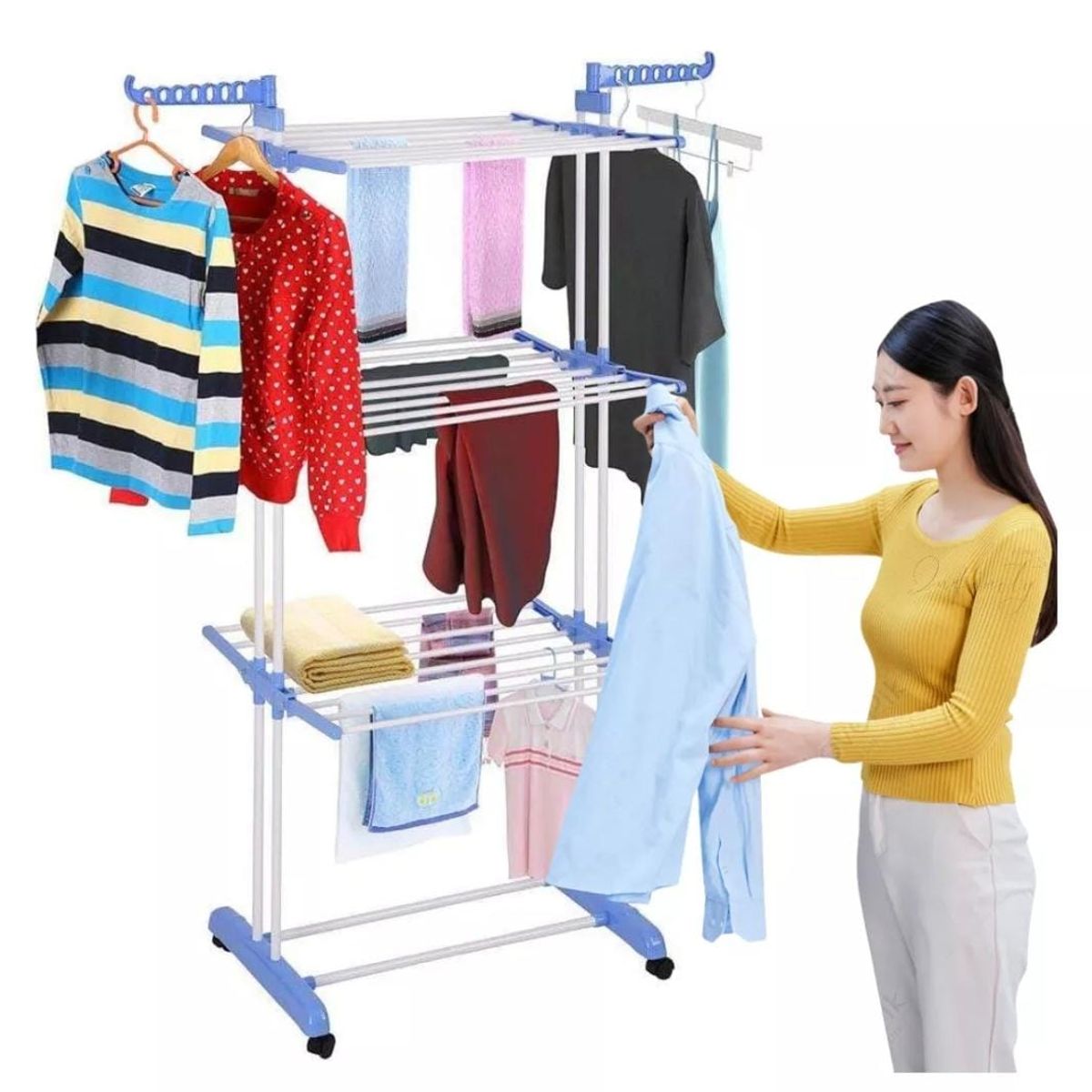 GENERICO - Colgador Tendedero de ropa vertical 3 Niveles