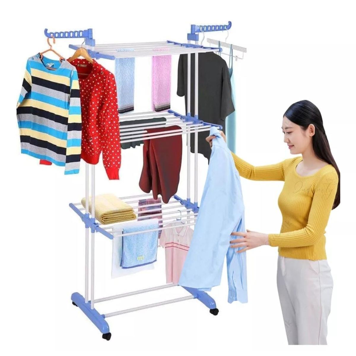 GENERICO - Colgador Tendedero de ropa vertical 3 Niveles