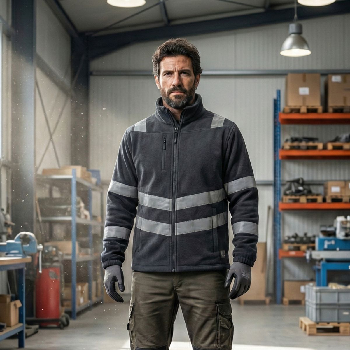 T-WORLD - Micropolar Iron Line con Cinta Reflectiva Manga Larga Hombre