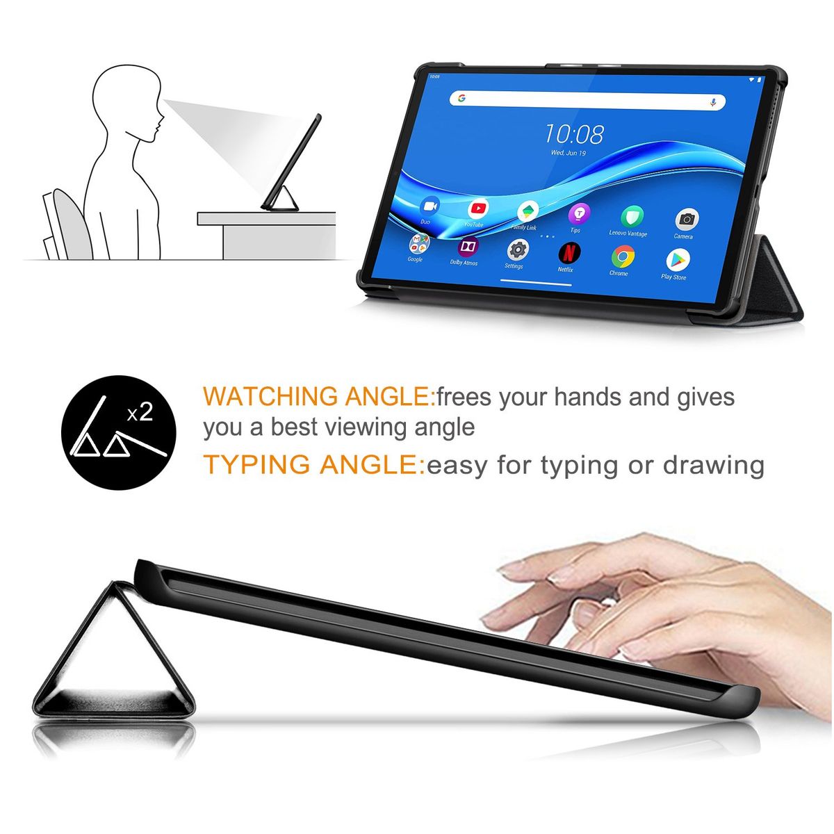 GENERICO - Carcasa Funda Compatible Con Lenovo M10 10.1 (3 Gen) tb-328F / Negro