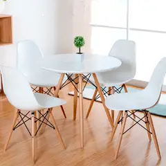 TODODESCUENTO - Mesa Replica Eames Redonda Blanca, Madera, Mueble, Diseño