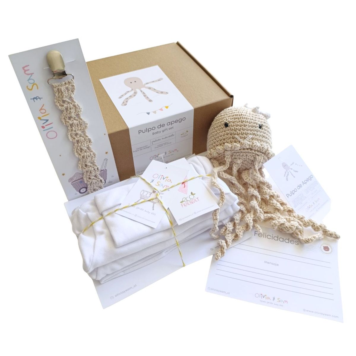 OLIVIA Y SAM - CAJA REGALO BABY SHOWER PULPO DE APEGO