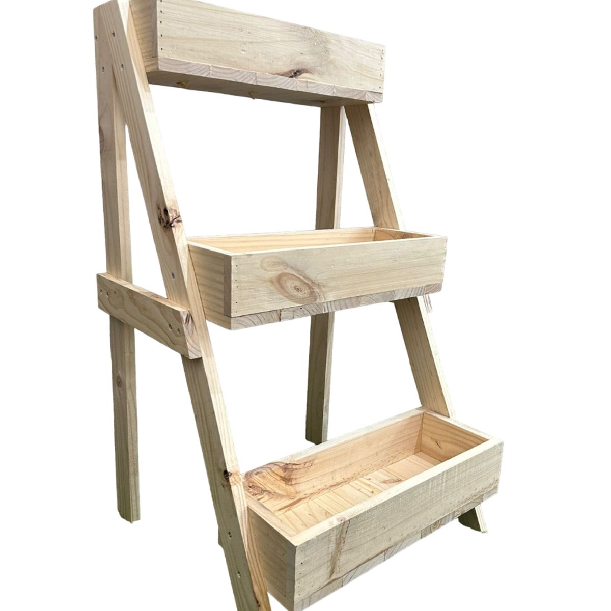 GENERICO - Jardinera o macetero en madera 3 niveles en bruto  96x50x55