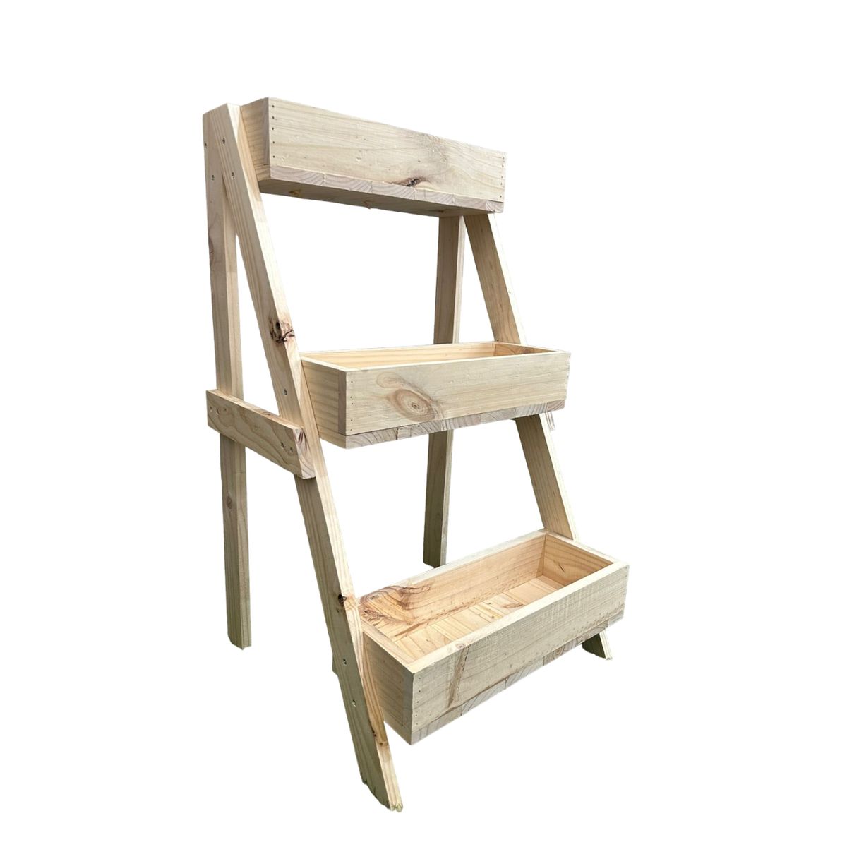 GENERICO - Jardinera o macetero en madera 3 niveles en bruto  96x50x55